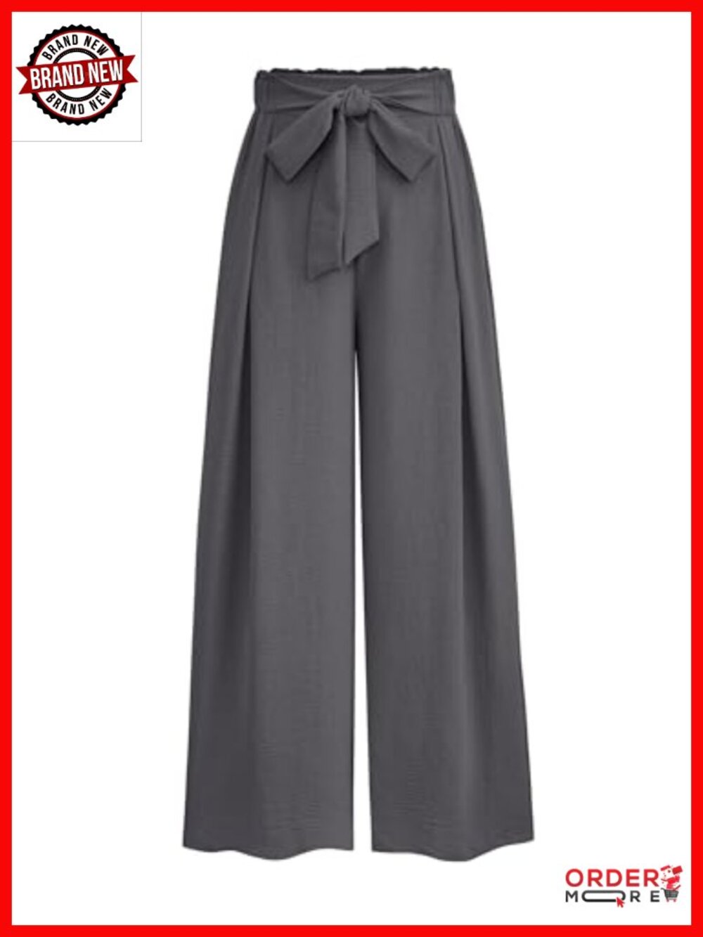 Wide Leg Palazzo Pants High Waisted Pleated Slacks with Pockets - Women's Casual